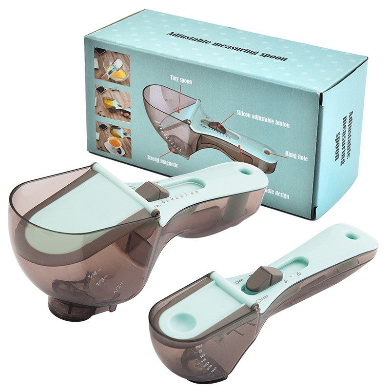 Set 2 Cupe Gradate pentru Bucatarie, Cupe de Masurat Reglabile, Ergonomic, Confortabil, pentru Lichide si Solide, Volum ajustabil 5-30ml, 30-130ml, Culoare Albastru