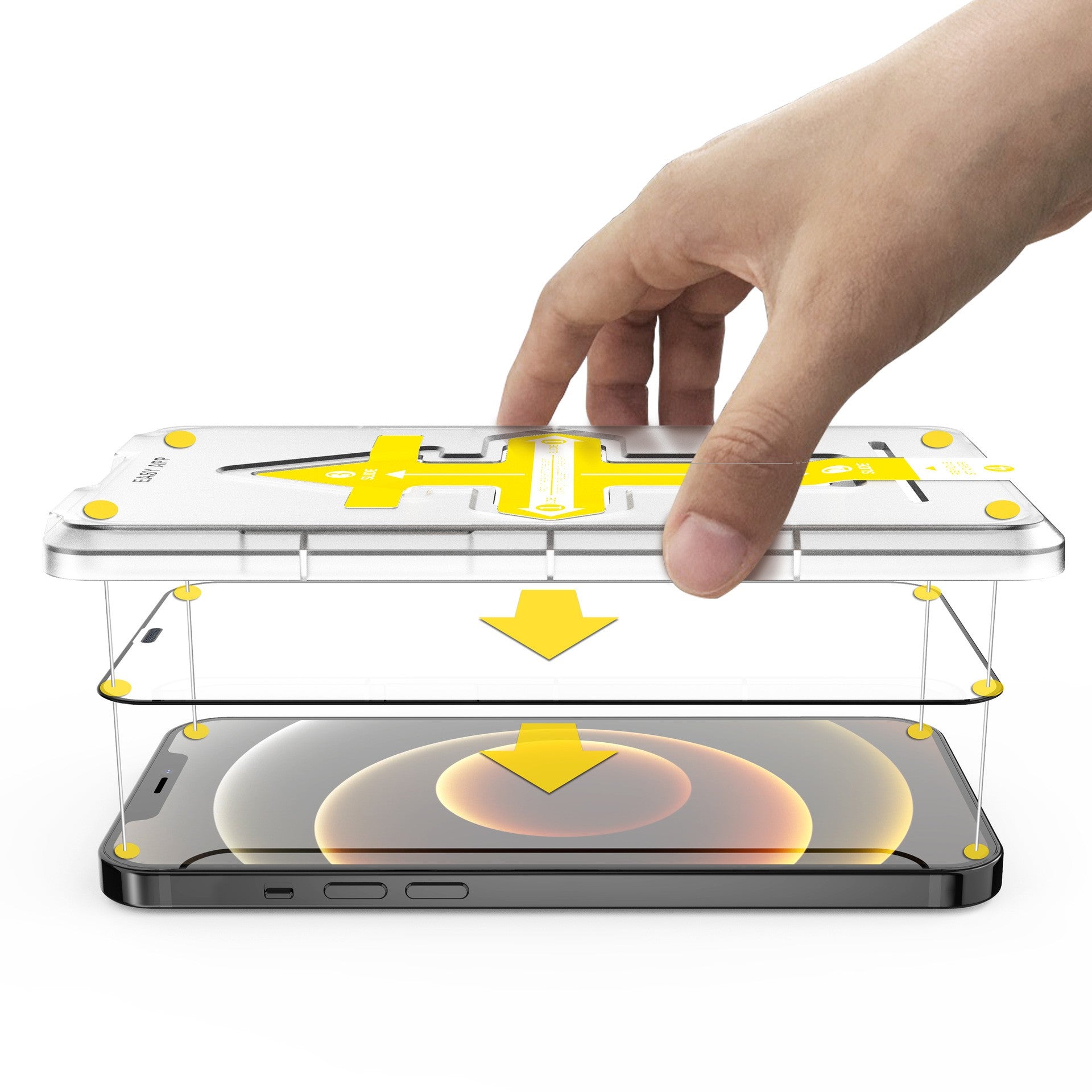 Set 2 folii sticla securizata cu sistem de montare usor si rapid Full Cover 3D compatibila cu Apple iPhone 11 / XR Negru