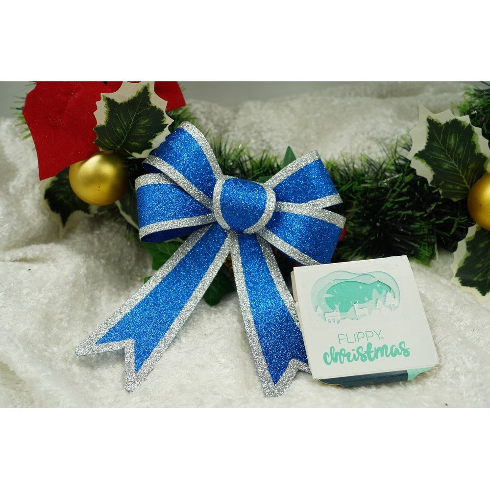 Set 2 fundite pentru brad, Albastre, cu margini argintii, 13 x 18 cm, PVC