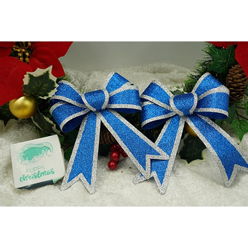 Set 2 fundite pentru brad, Albastre, cu margini argintii, 13 x 18 cm, PVC