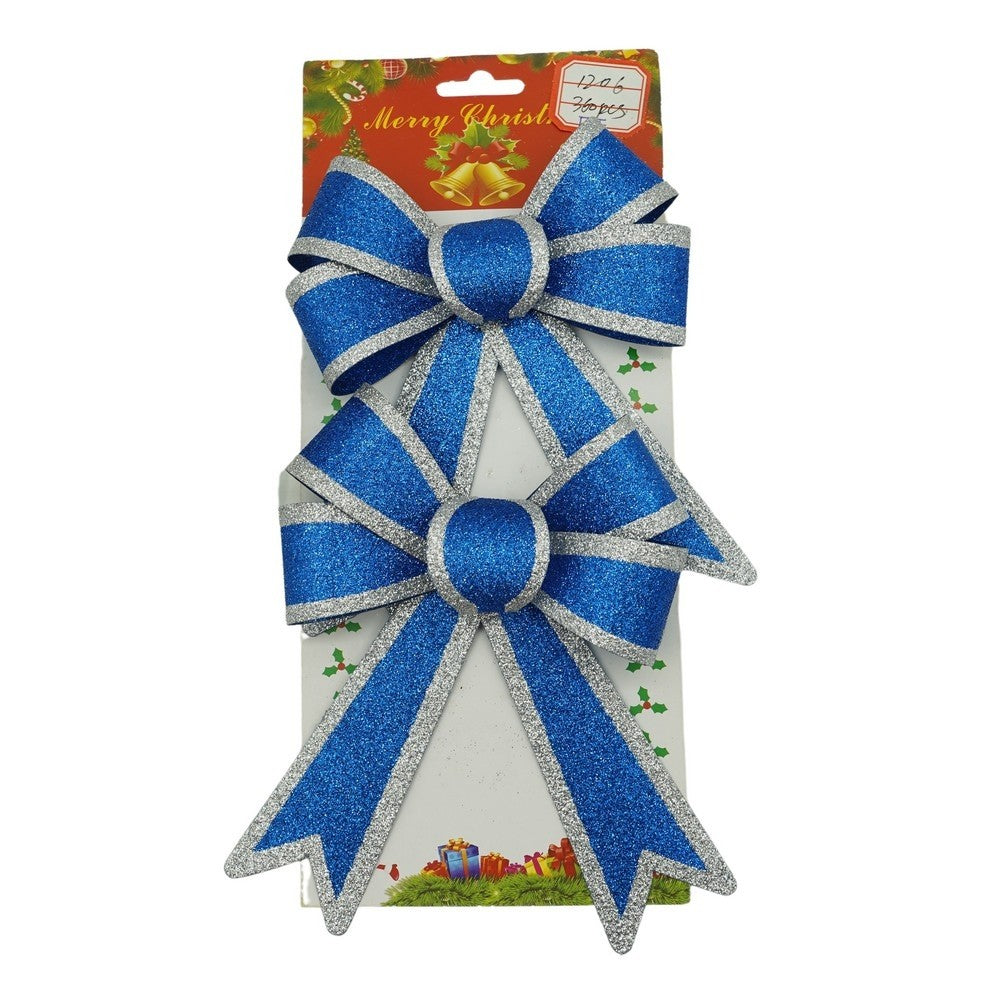 Set 2 fundite pentru brad, Albastre, cu margini argintii, 13 x 18 cm, PVC