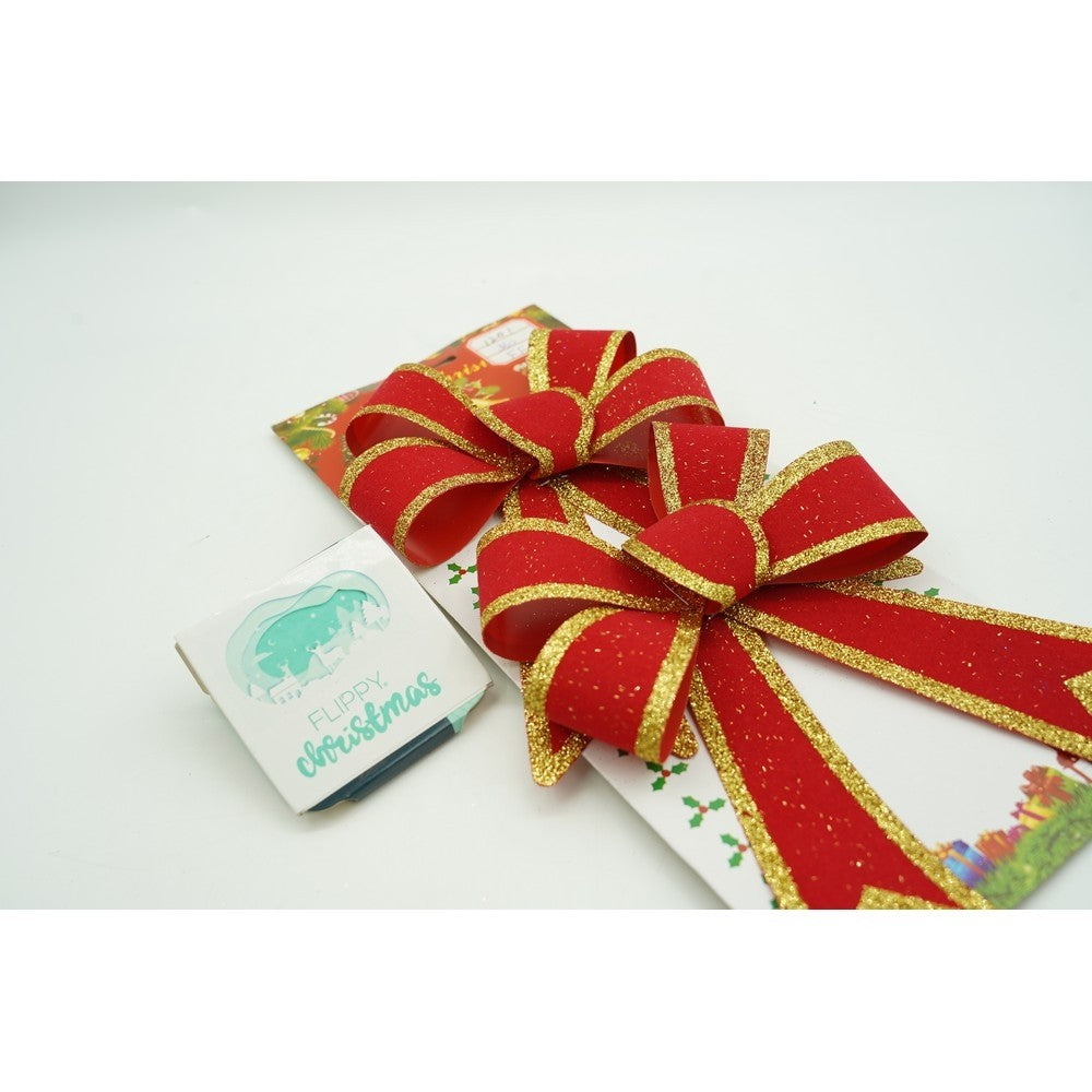 Set 2 fundite pentru brad, Rosii, cu margini aurii, 13 x 18 cm, PVC