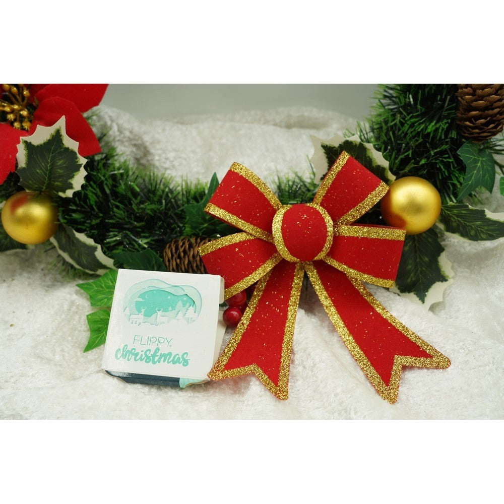 Set 2 fundite pentru brad, Rosii, cu margini aurii, 13 x 18 cm, PVC
