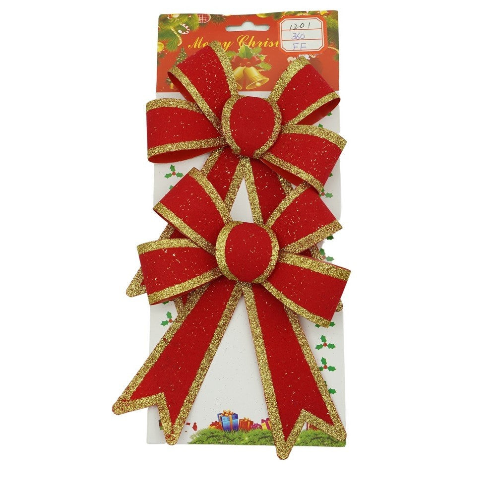 Set 2 fundite pentru brad, Rosii, cu margini aurii, 13 x 18 cm, PVC