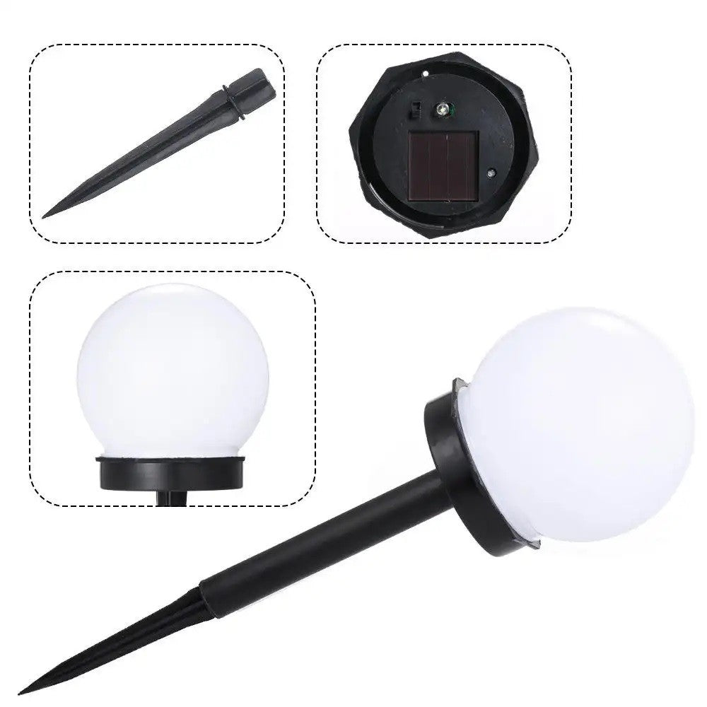 Set 2 Lampi Solare LED, Forma Sferica, Tip Glob, Diametru 10 cm, Alb Cald