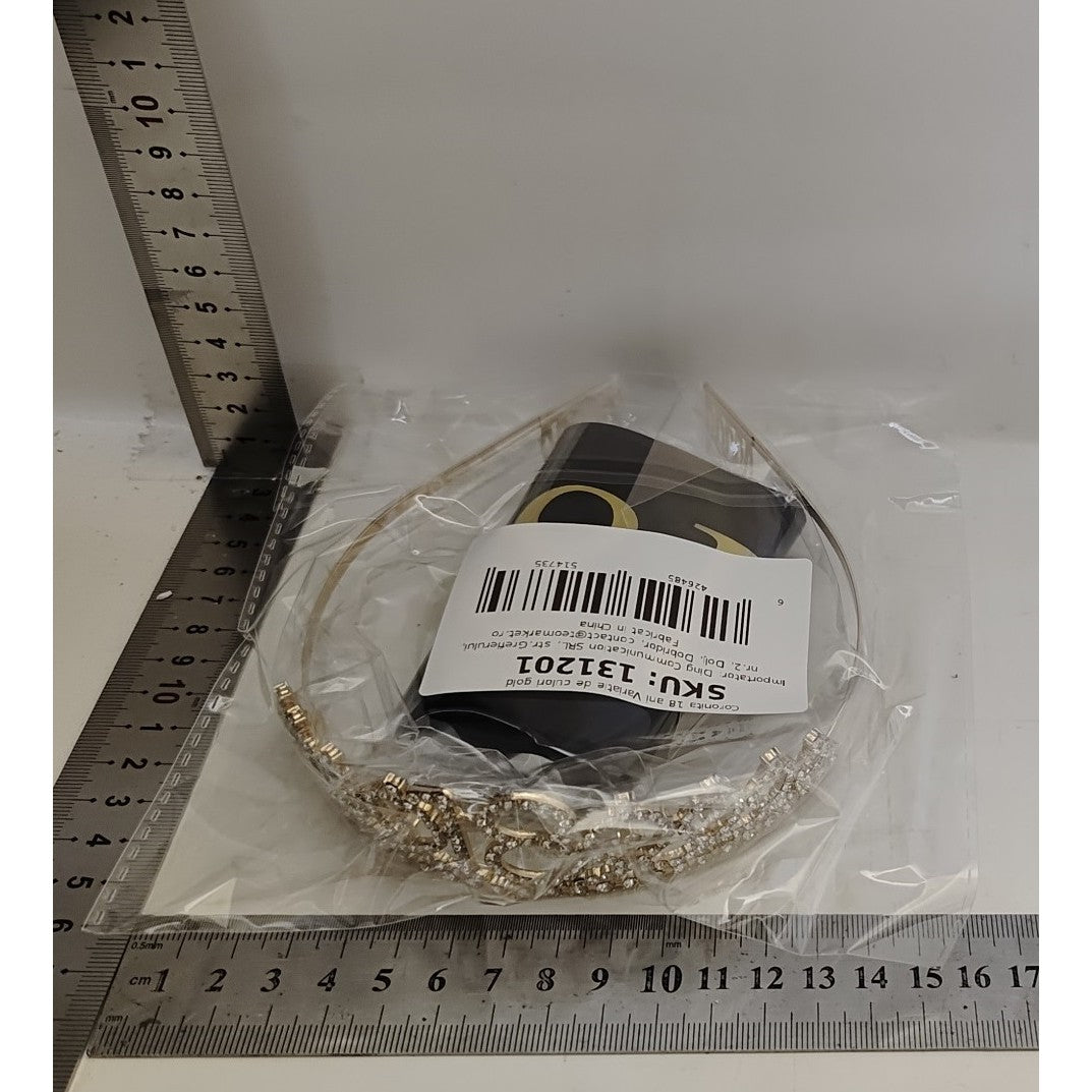 Set 2 Piese pentru Majorat, 15 x 13 x 5 cm, Coronita Printesa Gold si Panglica 18&amp;Fabulous, Negru
