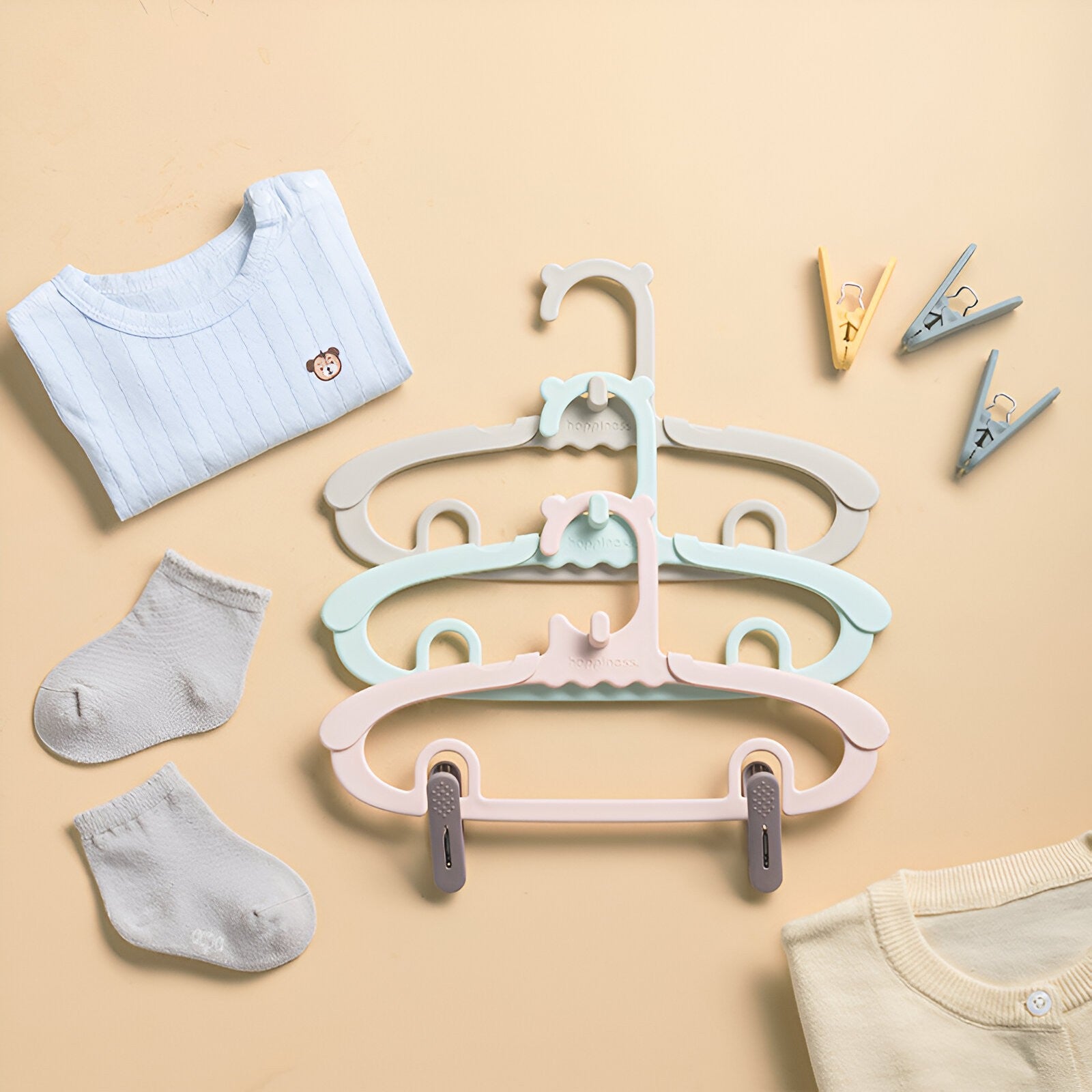 Set 10 de Cleme pentru Haine, de Prindere pentru Pantaloni, Atasabile la Umerase, 1.6x2.3x6.35 cm, Maro