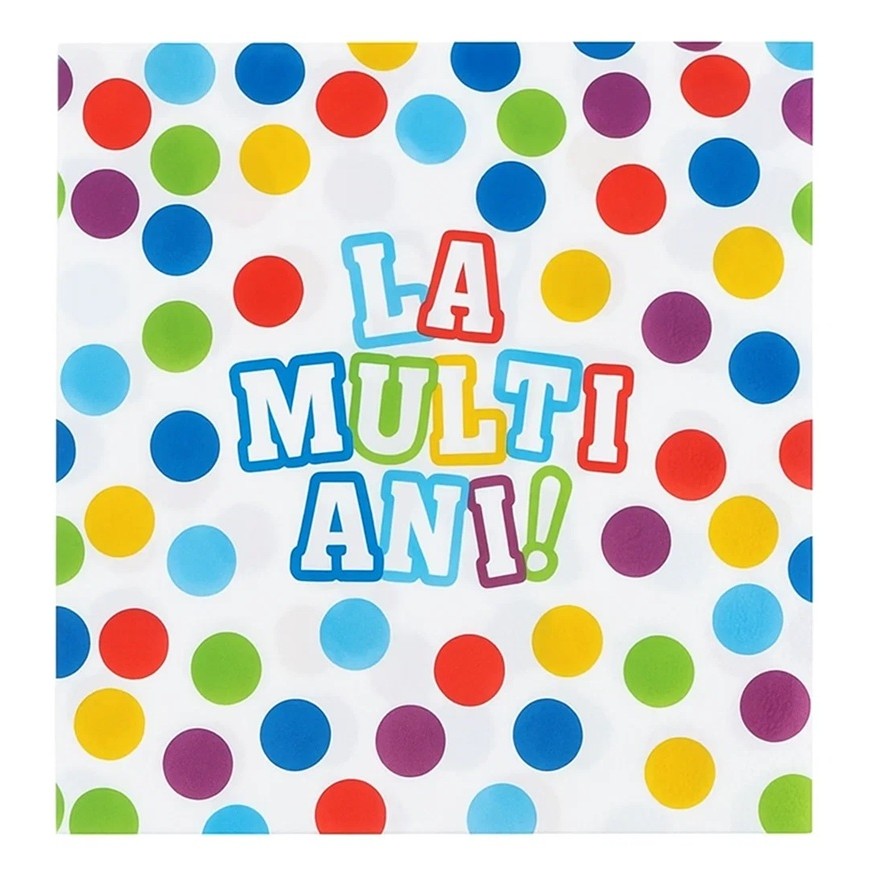 Set 20 Servetele de Masa, Colectia LA MULTI ANI, 33 x 33 cm, din Hartie, Multicolor