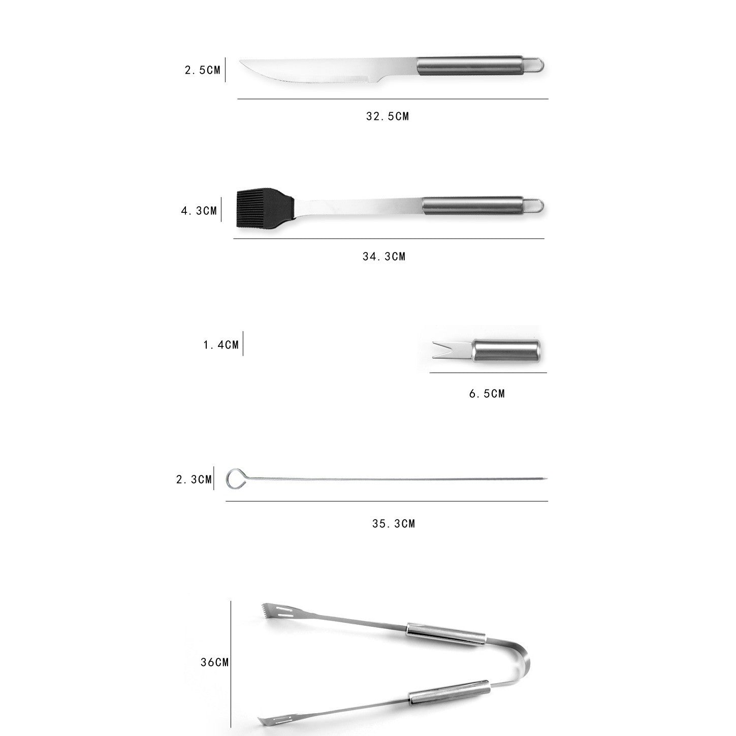 Set 20 Ustensile pentru Gratar, din Otel Inoxidabil, Geanta Oxford, Argintiu