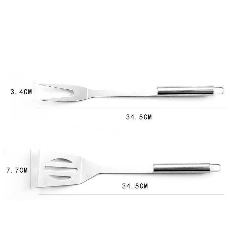 Set 20 Ustensile pentru Gratar, din Otel Inoxidabil, Geanta Oxford, Argintiu