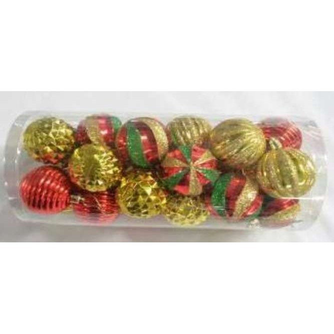 Set 24 globulete multicolore cu striatii - shiny, glitter - 6cm