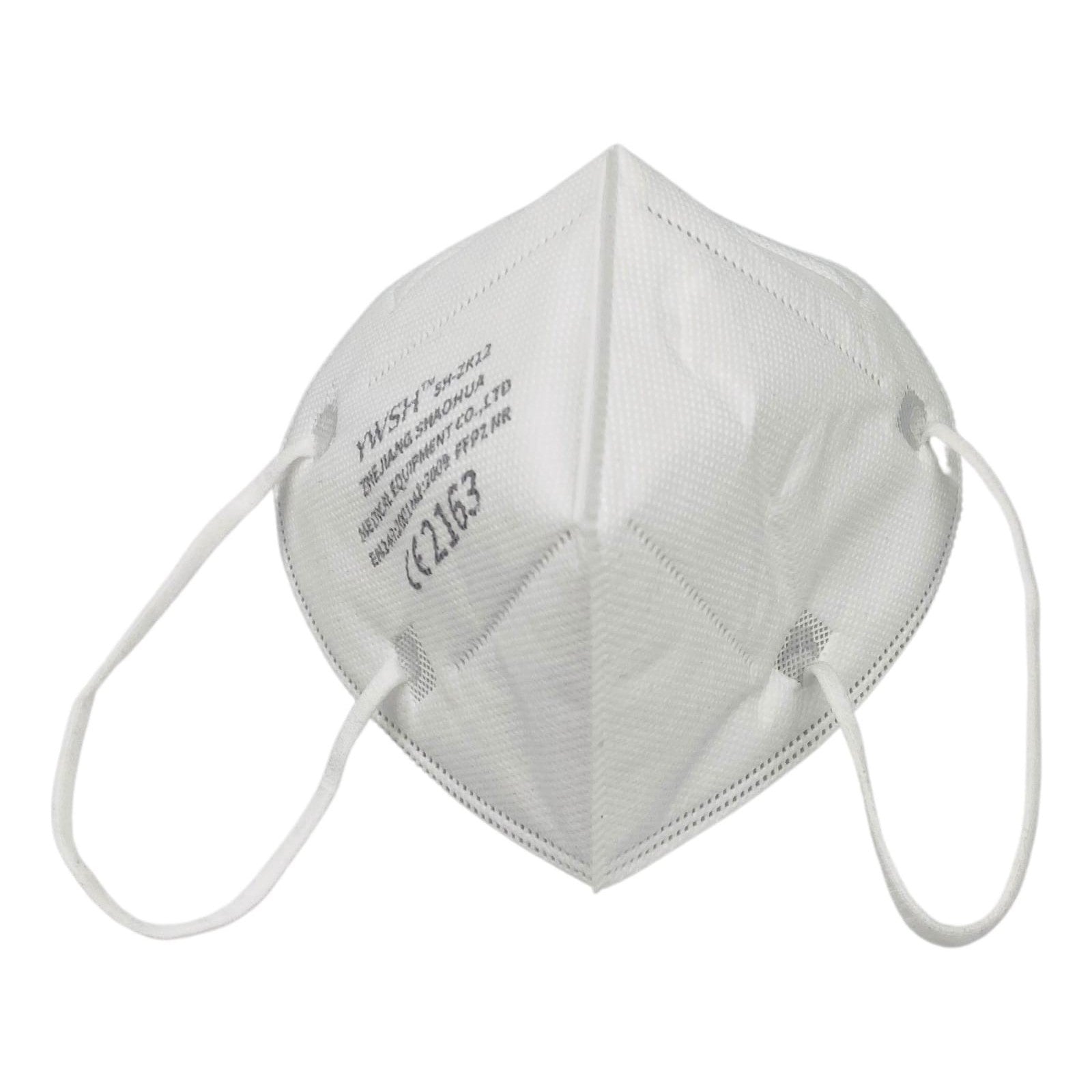 Set 25 bucati Masca de protectie faciala, ®️, de unica folosinta, FFP2 CE 2163, 5 straturi, nesterila, ambalaj individual, Alb