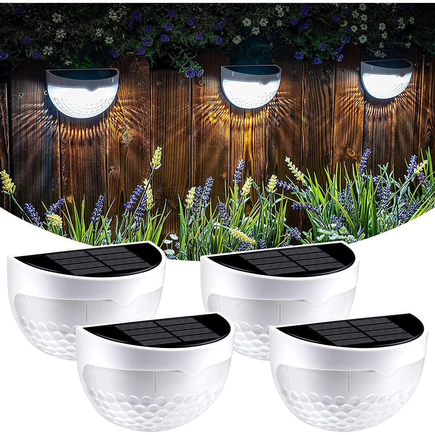 Set 2x Lampa solara de perete 6LED, carcasa alba, lumina alb rece
