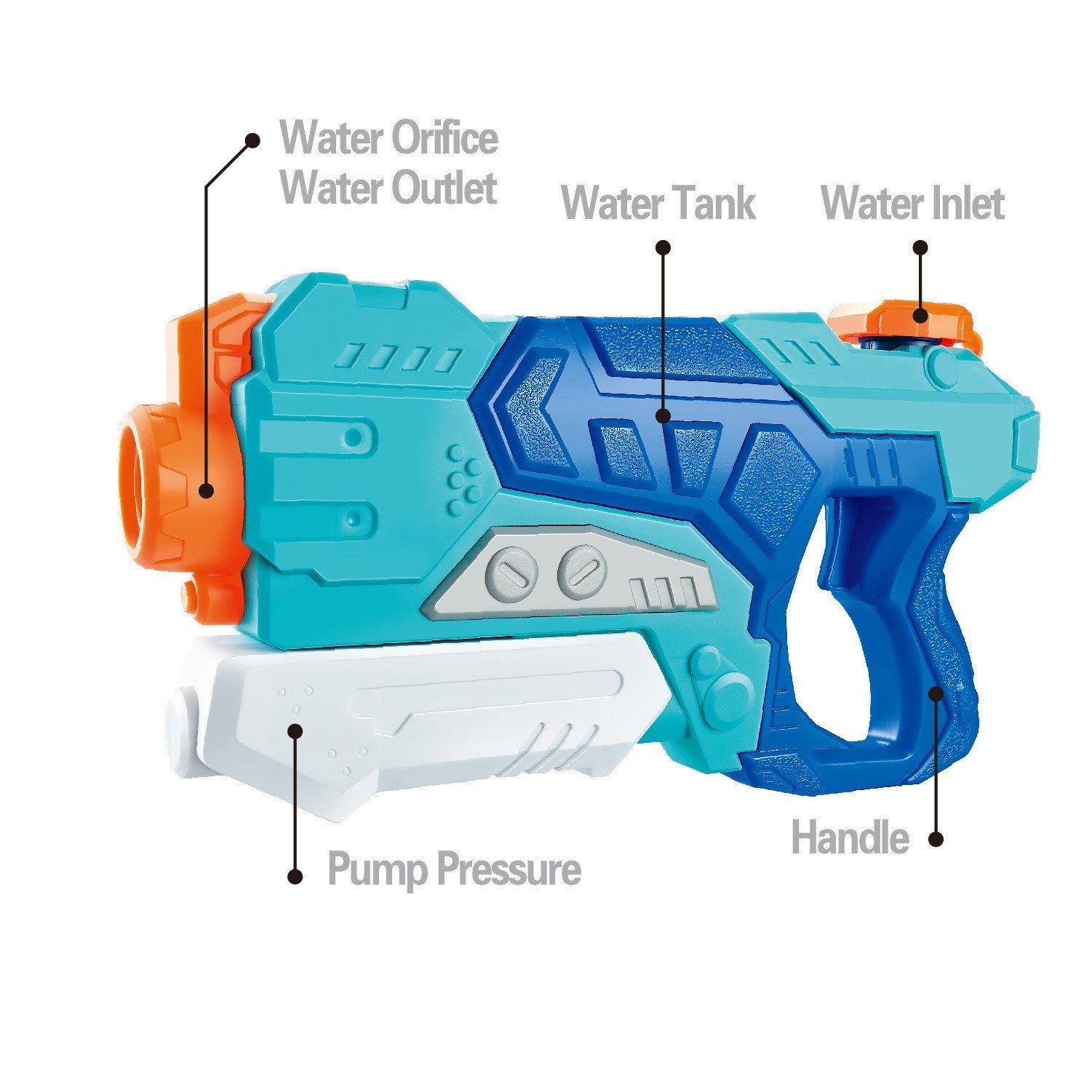 Set 2x Pistol cu Apa pentru Copii, 6ani+, cu baloane de apa, Albastru + Roz, 1x 600 ML + 1x 550 ML