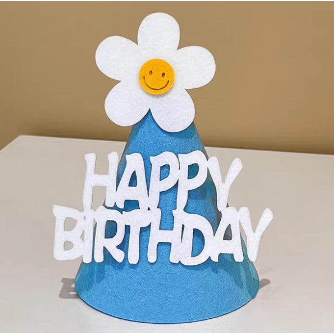 Set 3 Coifuri Happy Birthday, pentru Petrecere, Tematica Aniversare, cu Floare din Spuma, Multicolor