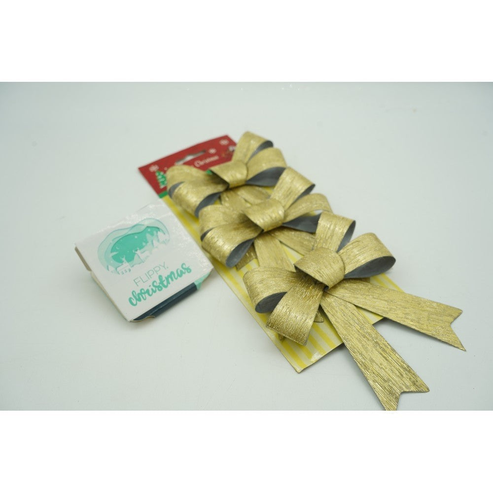 Set 3 fundite pentru brad, Aurii, 10 x 11 cm, din poliester