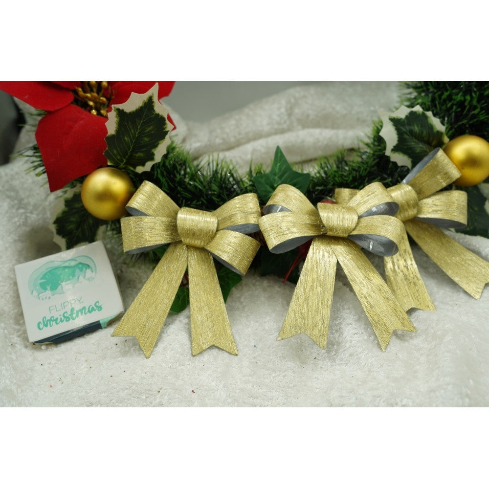 Set 3 fundite pentru brad, Aurii, 10 x 11 cm, din poliester