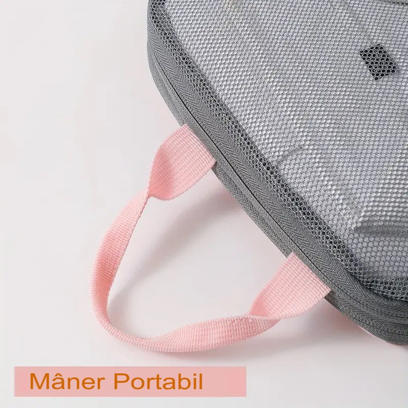 Set 3 Genti de Calatorie Pentru Depozitare, Compresibile, 3 Dimensiuni, Mic, Mediu, Mare, Impermeabile, Fermoar Dublu, Roz
