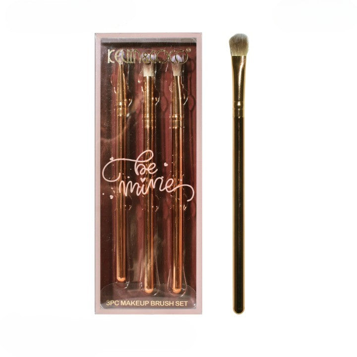 Set 3 Pensule de Machiaj, Portabile, pentru Fard de Ochi, din Par Sintetic Moale, Auriu, 16.5x6.5x1.6 cm