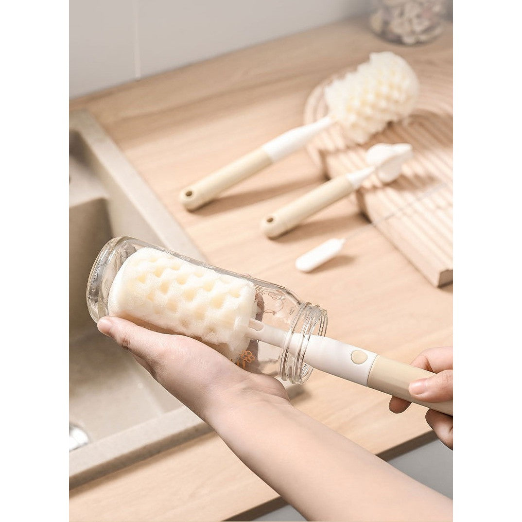 Set 3 Perii de Spalat Biberoane, Flippy, pentru Tetina, Biberon, Pai, Materiale Sigure, fara BPA, Curatare 360°, Gri