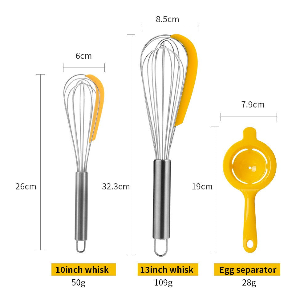 Set 3 ustensile pentru bucatarie 2 teluri, un separator oua, inox/silicon, Galben