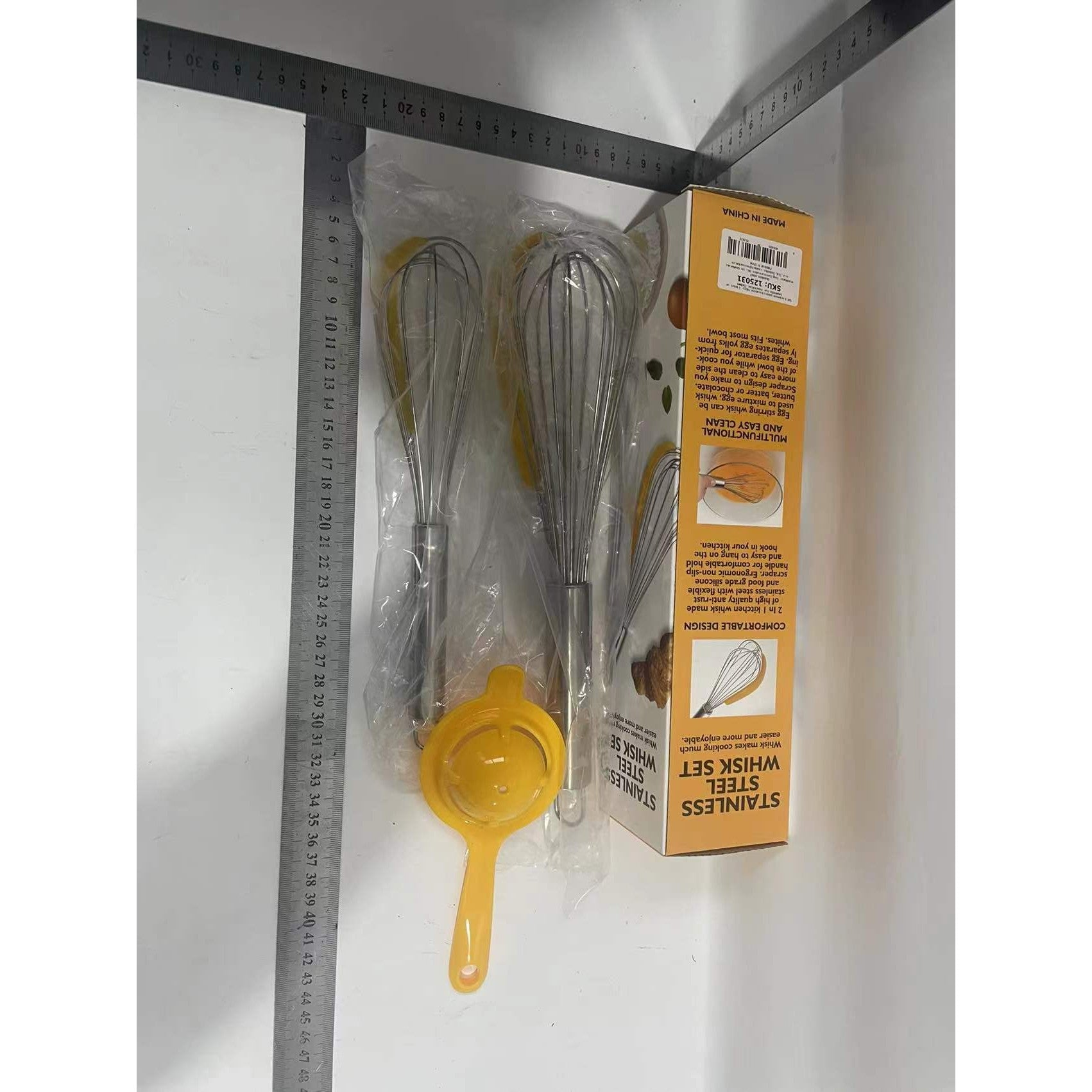 Set 3 ustensile pentru bucatarie 2 teluri, un separator oua, inox/silicon, Galben