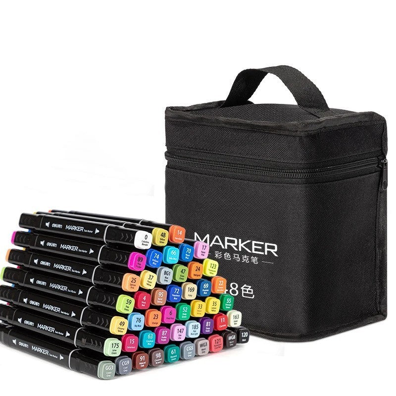 Set 30 Markere, pe Baza de Alcool, Dublu Capat, Subtire 1mm si Gros 6 mm, Geanta Depozitare, 15 cm, Multicolor
