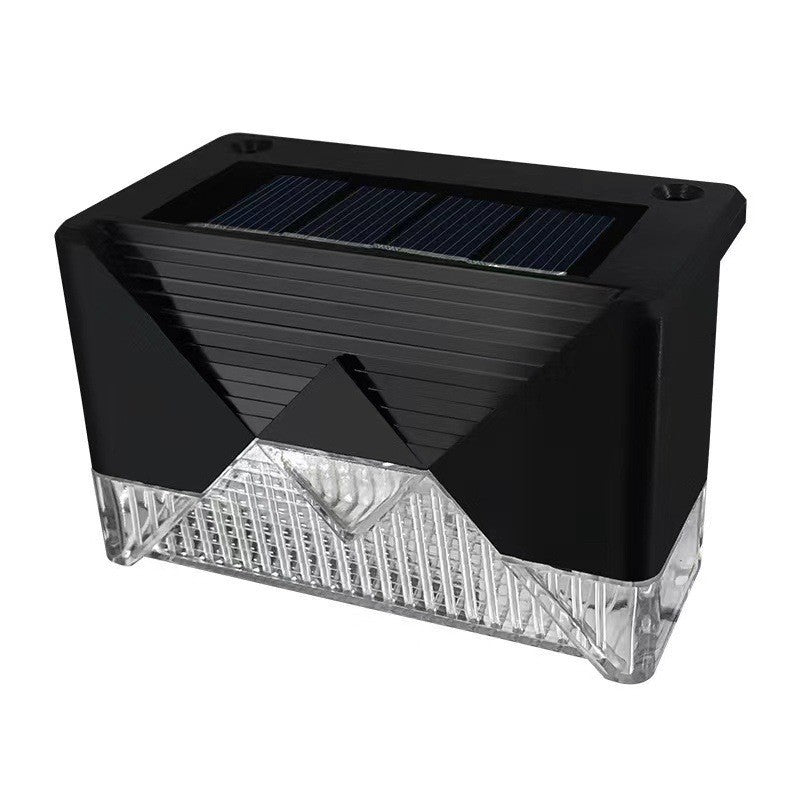 Set 4 Aplice Solare, Lumina LED-uri, IP65, din ABS+PC, 8-10 h Iluminare, Baterie 1.2 V 600 mAh, Montare pe Trepte/Borduri, Lumina Alb Cald, 7.9 x 5 cm, Negru