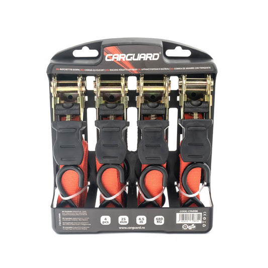Set 4 chingi cu clichet Carguard – 25 mm × 4.5 m – 680 kg