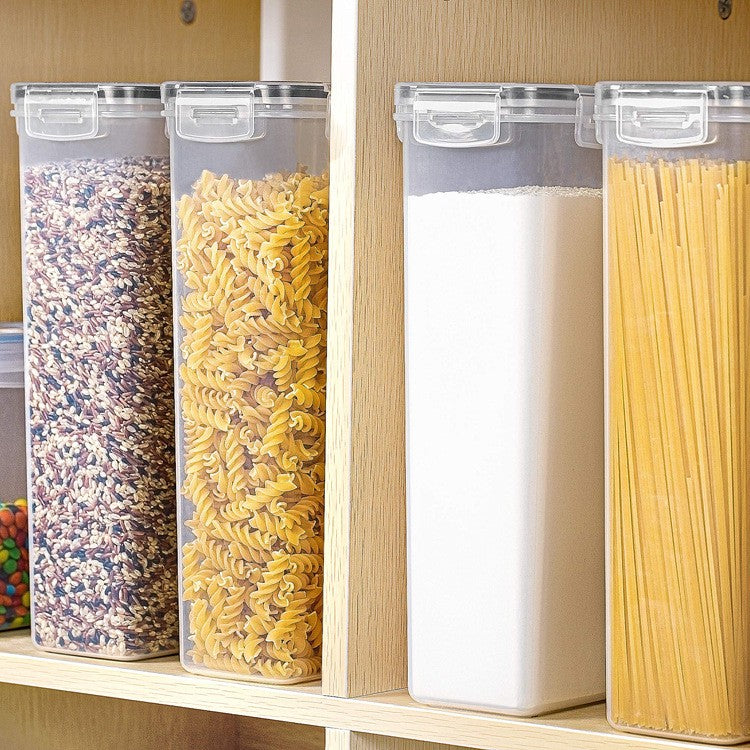 Set 4 Recipiente din Plastic, pentru Alimente/Obiecte, Inchidere Ermetica, 4 x 2.8l, Transparent