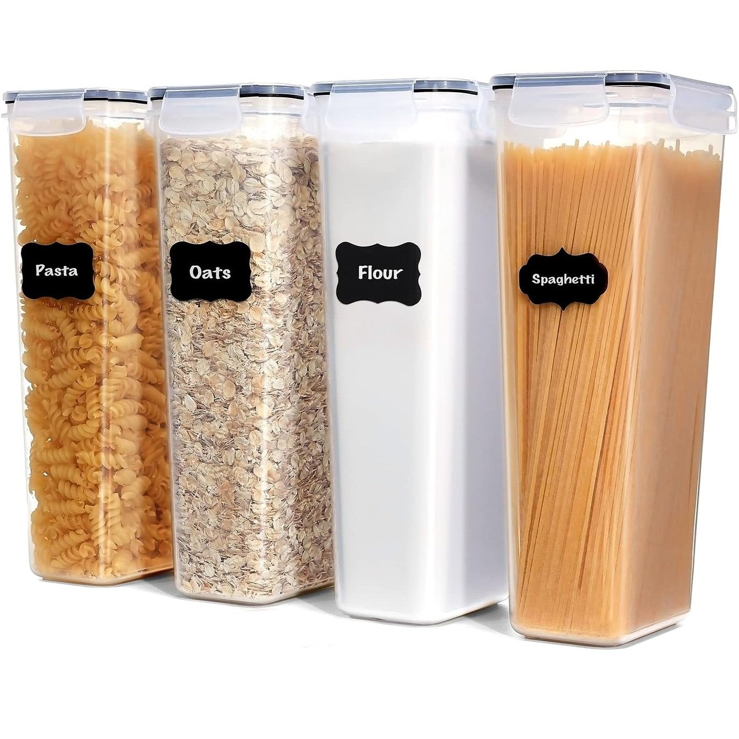Set 4 Recipiente din Plastic, pentru Alimente/Obiecte, Inchidere Ermetica, 4 x 2.8l, Transparent