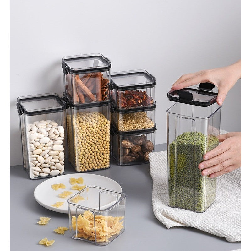 Set 4 Recipiente din Plastic, pentru Alimente/Obiecte, Inchidere Ermetica, 1 x 460 ml, 2 x 700 ml, 1 x 1300 ml, Transparent