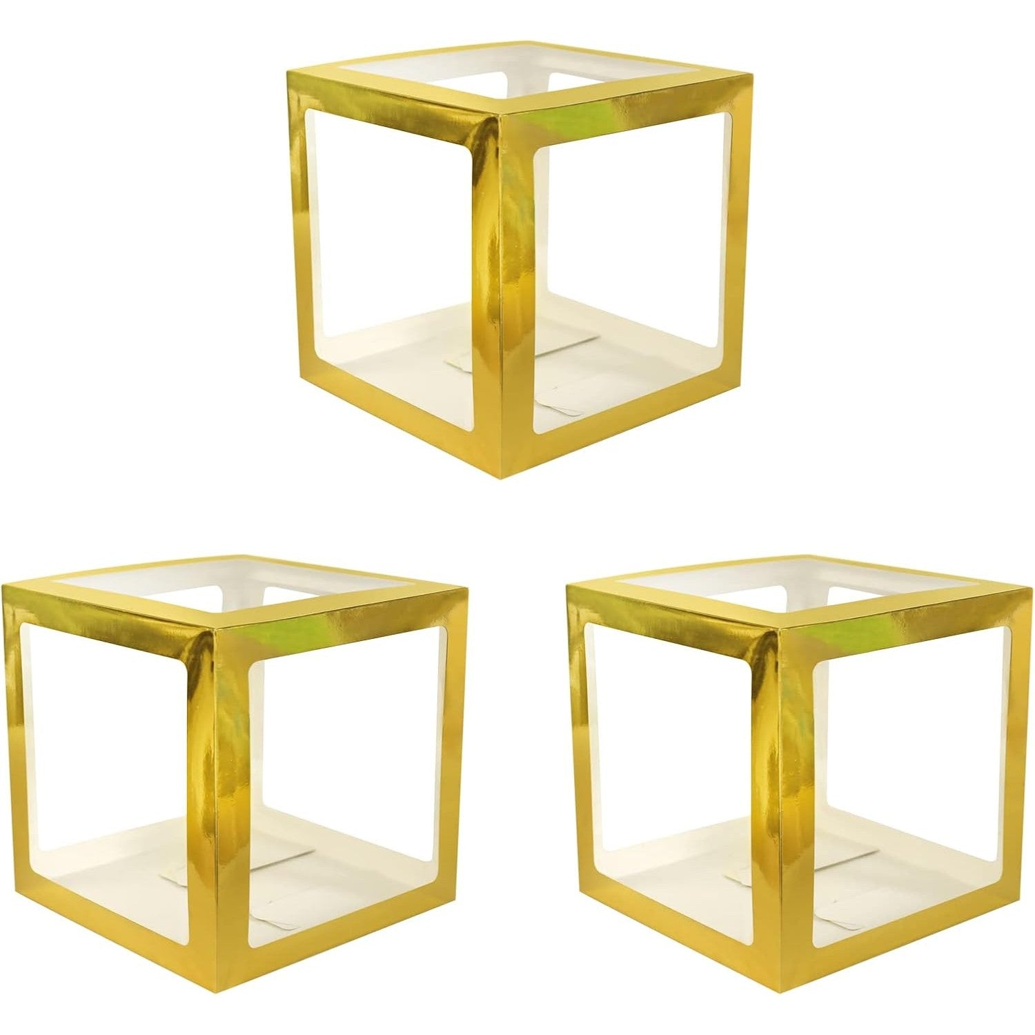 Set 4 Cutii pentru Baloane, Model Simplu, Tematica Aniversare, Cuburi Decorative din Plastic, Accesorii pentru Petrecere, 30 x30 cm