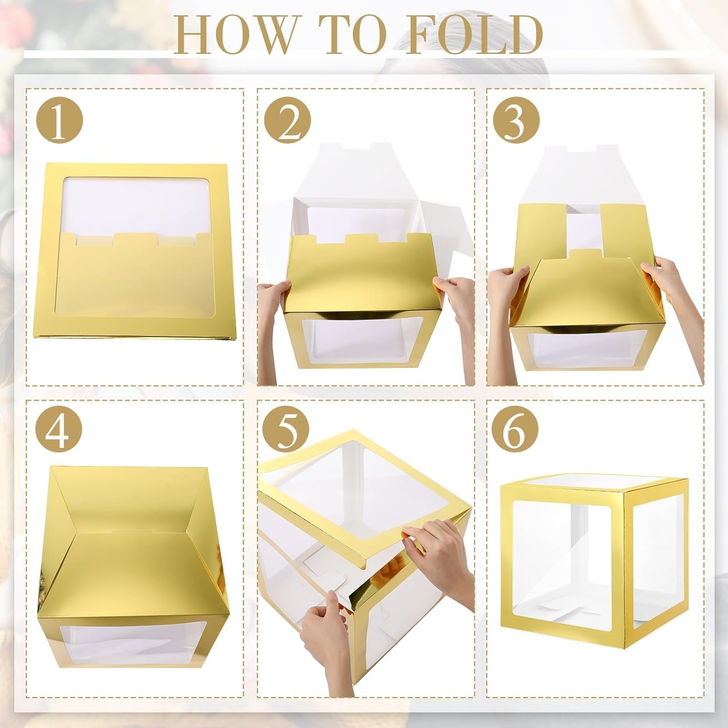 Set 4 Cutii pentru Baloane, Model Simplu, Tematica Aniversare, Cuburi Decorative din Plastic, Accesorii pentru Petrecere, 30 x30 cm