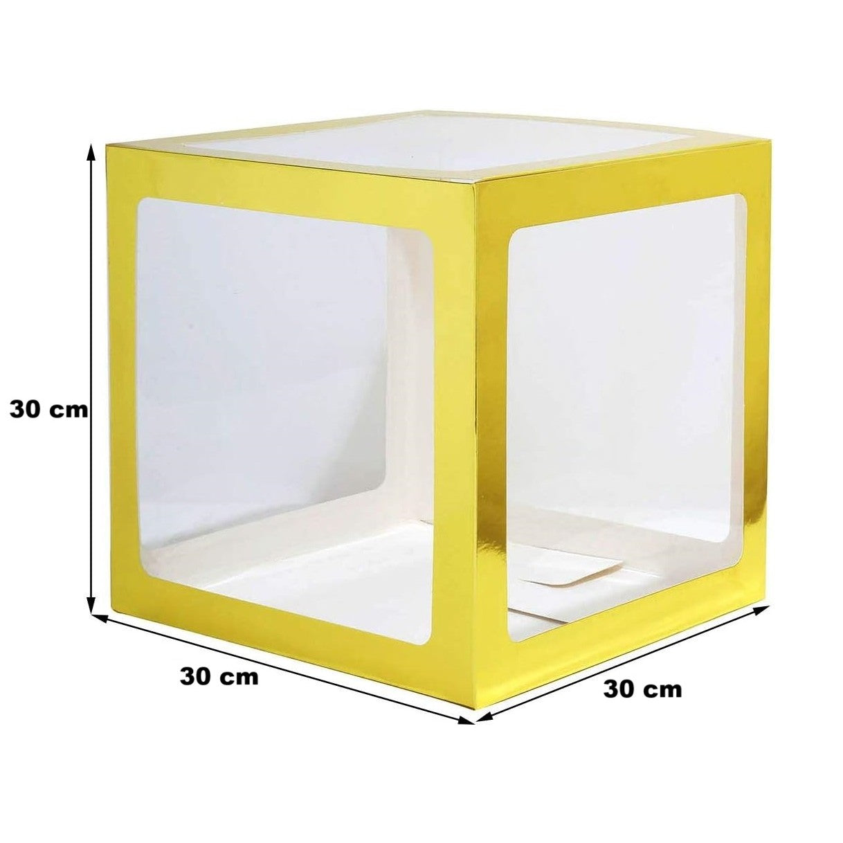 Set 4 Cutii pentru Baloane, Model Simplu, Tematica Aniversare, Cuburi Decorative din Plastic, Accesorii pentru Petrecere, 30 x30 cm