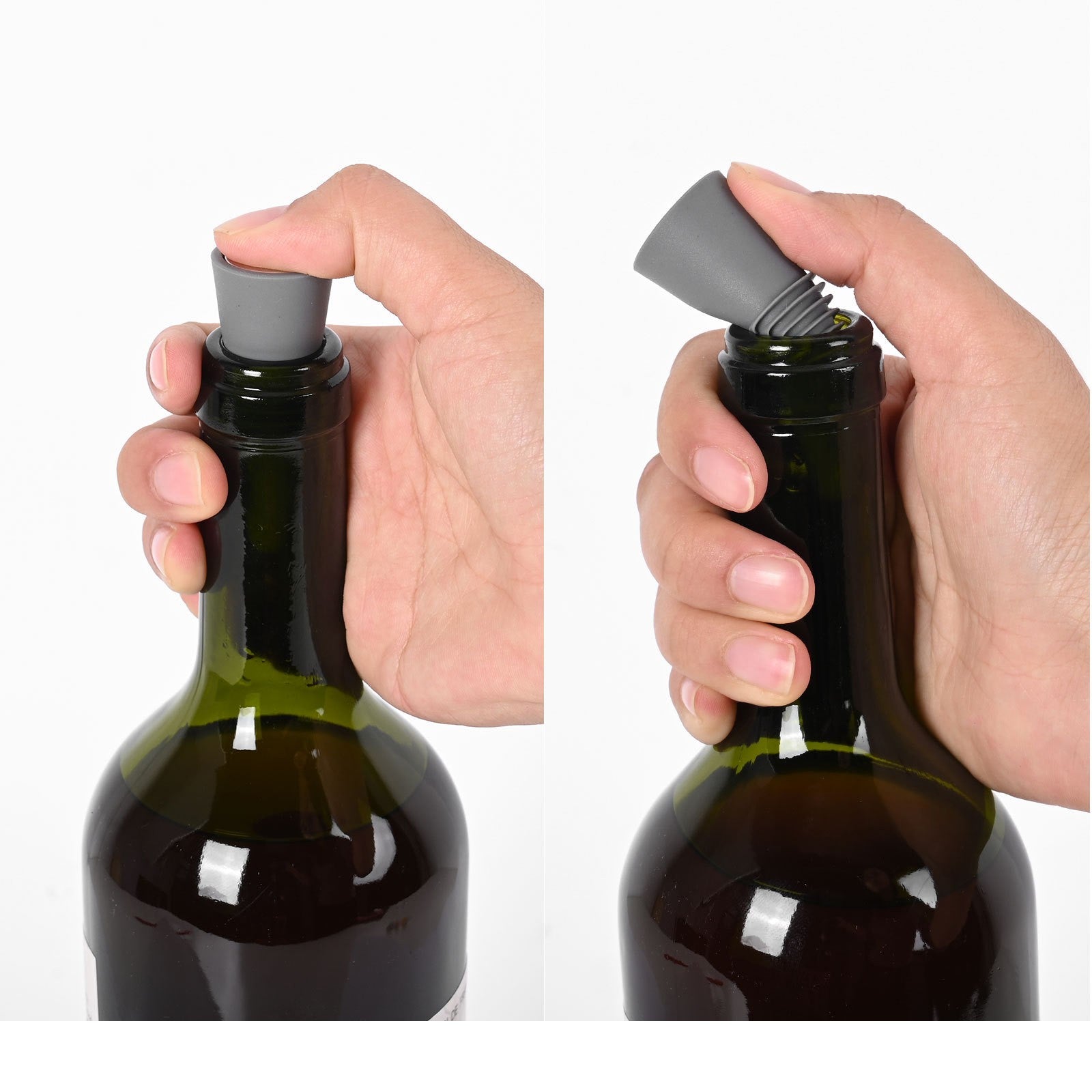 Set 4 dopuri reutilizabile din silicon pentru sticle de vin, bautura, multicolor