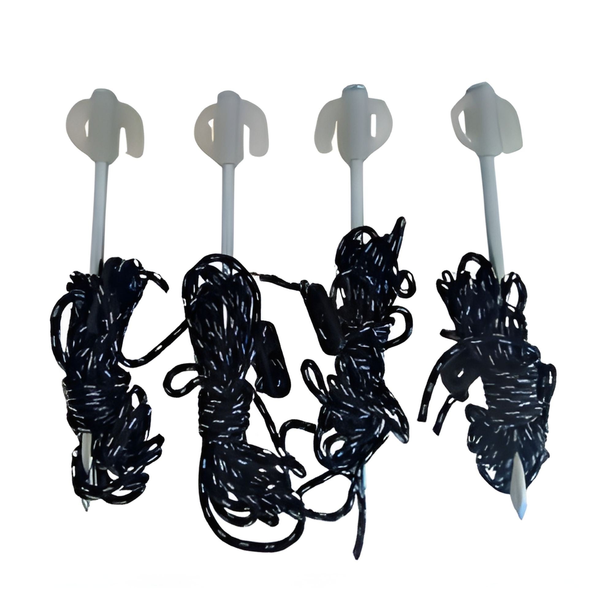 Set 4 Franghii si 4 Cuie, Flippy, pentru Ancorare Corturi, Copertine Tip Pavilion, Negru/Alb