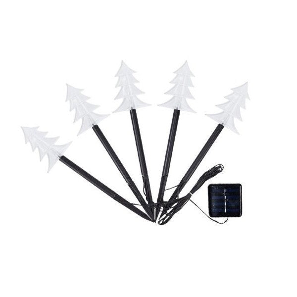 Set 5 Lampi solare LED de exterior Model Brad, pentru gradina, 35.5 cm, Alb Cald
