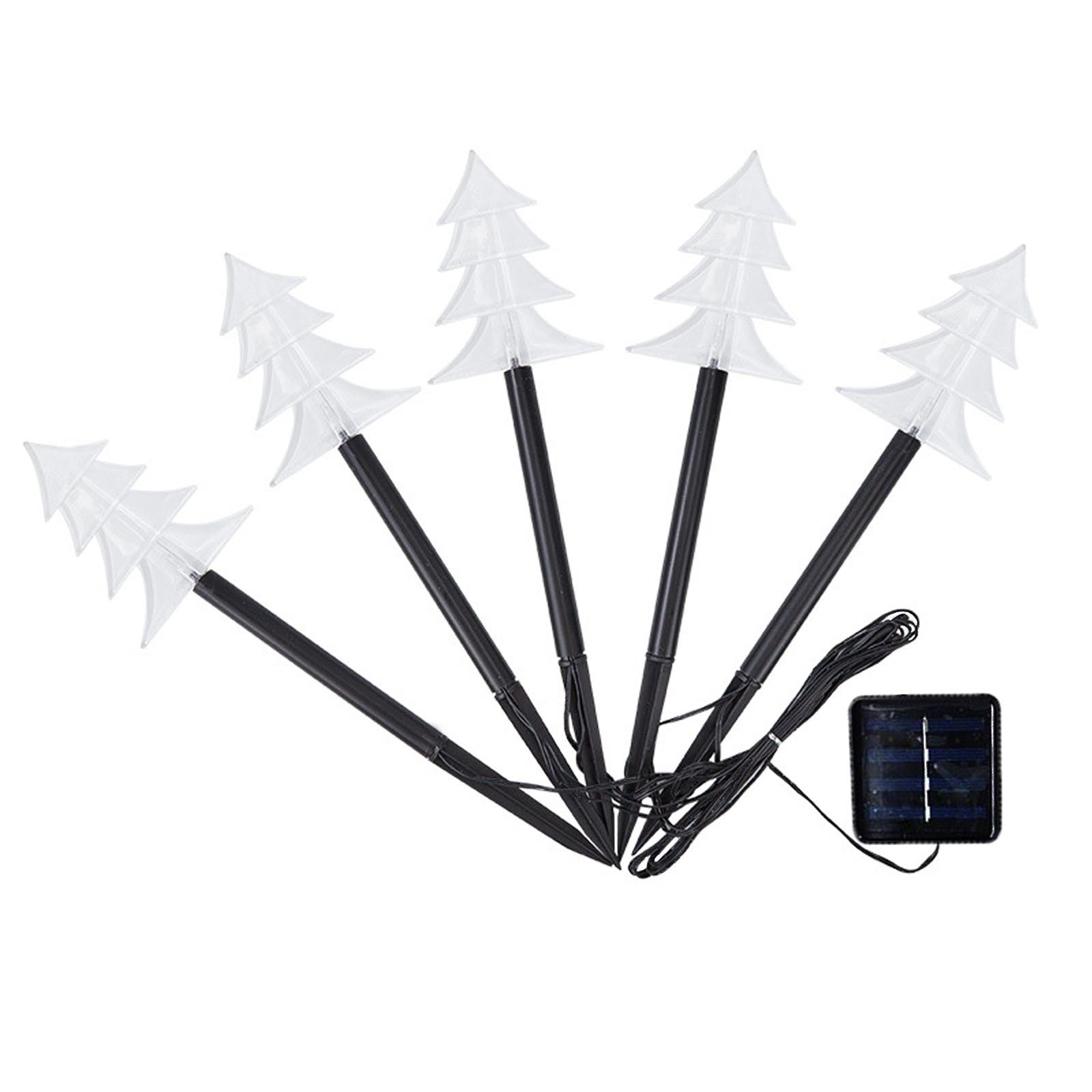 Set 5 Lampi solare LED de exterior Tip Brad pentru gradina 37 cm, Alb Cald
