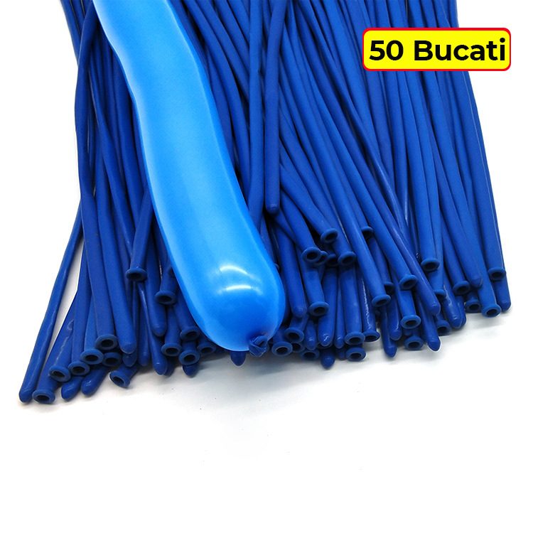 Baloane de Modelaj, Set 50 bucati, Model Standard, din Latex, 30 x 1.5 cm, 1.8 g per unitate, pana la 150 cm, Albastru