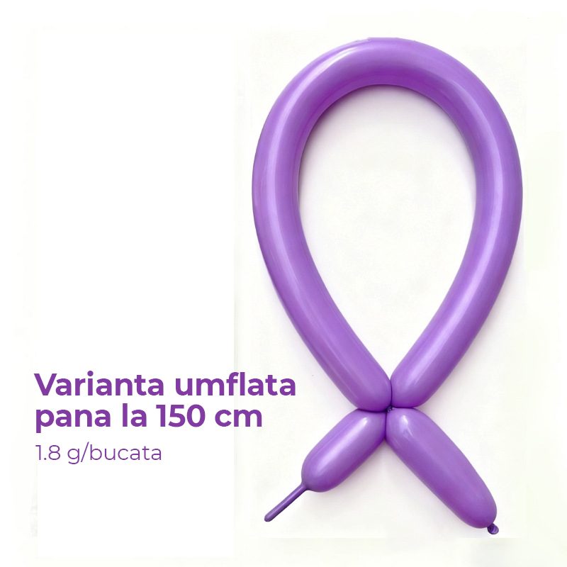 Baloane de Modelaj, Set 50 bucati, Model Standard, din Latex, 30 x 1.5 cm, 1.8 g per unitate, pana la 150 cm, Mov