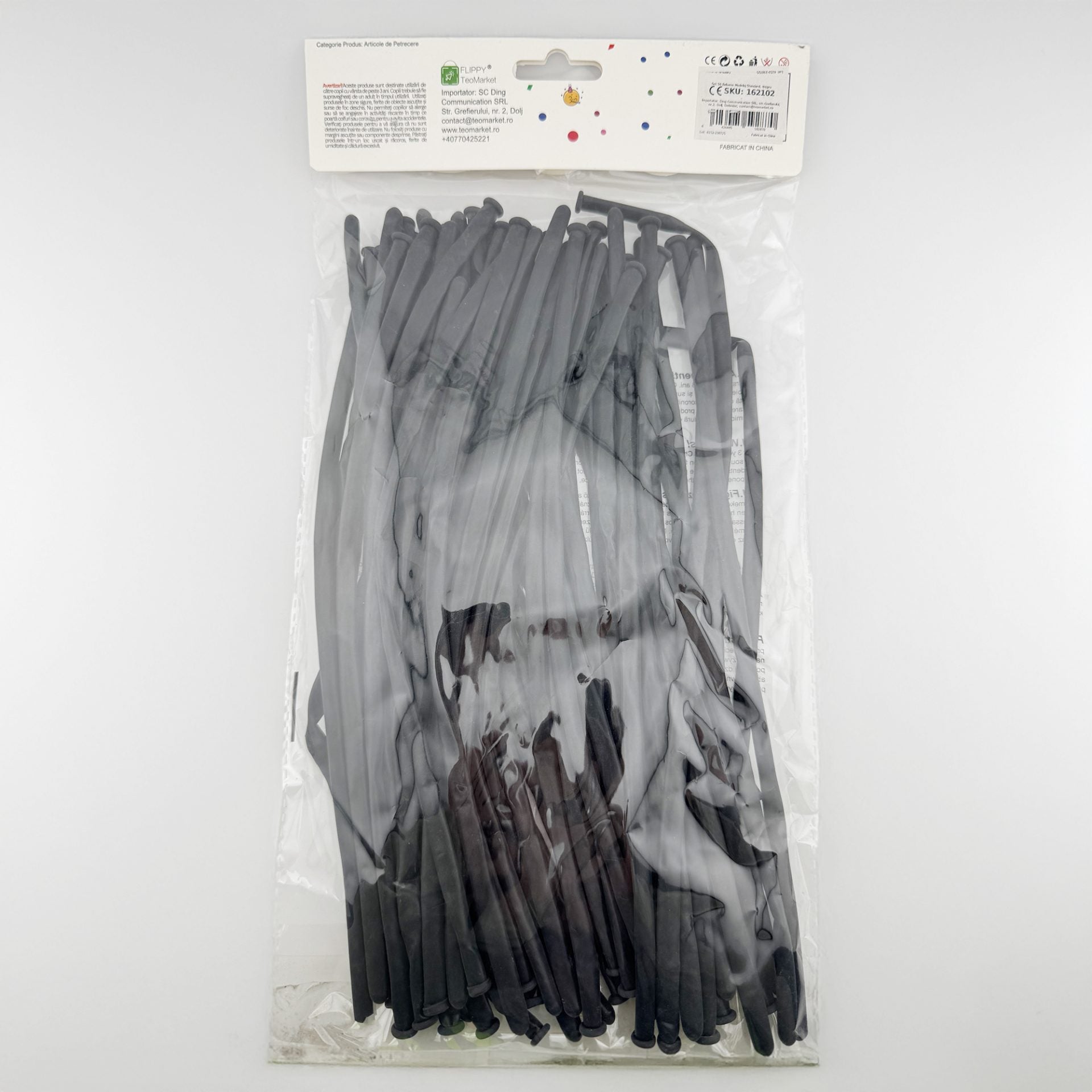 Baloane de Modelaj, Set 50 bucati, Model Standard, din Latex, 30 x 1.5 cm, 1.8 g per unitate, pana la 150 cm, Negru