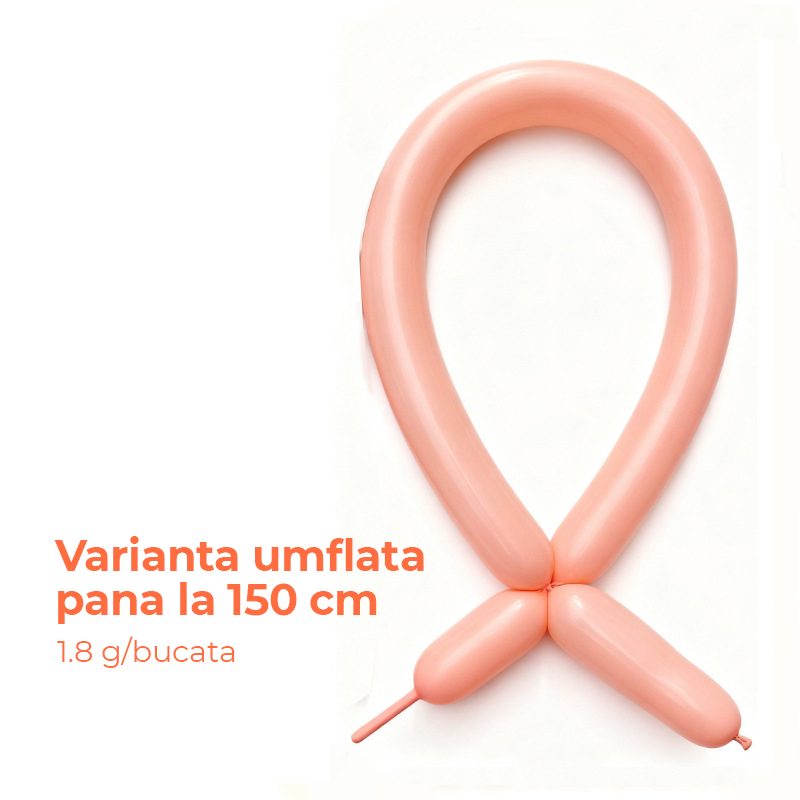 Baloane de Modelaj, Set 50 bucati, Model Standard, din Latex, 30 x 1.5 cm, 1.8 g per unitate, pana la 150 cm, Portocaliu