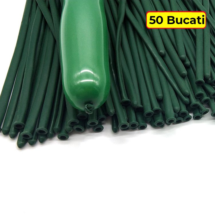 Baloane de Modelaj, Set 50 bucati, Model Standard, din Latex, 30 x 1.5 cm, 1.8 g per unitate, pana la 150 cm, Verde