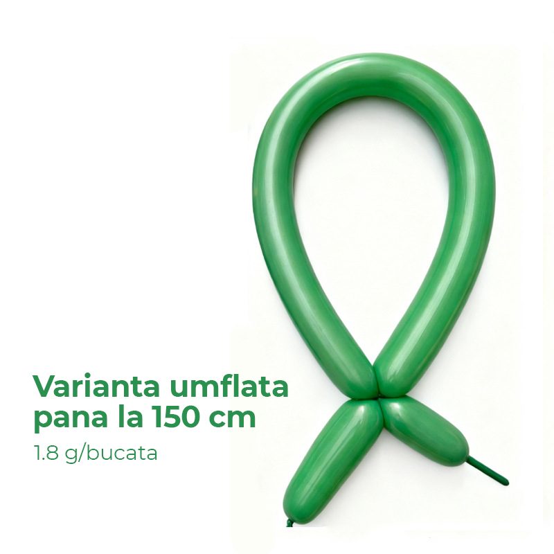 Baloane de Modelaj, Set 50 bucati, Model Standard, din Latex, 30 x 1.5 cm, 1.8 g per unitate, pana la 150 cm, Verde