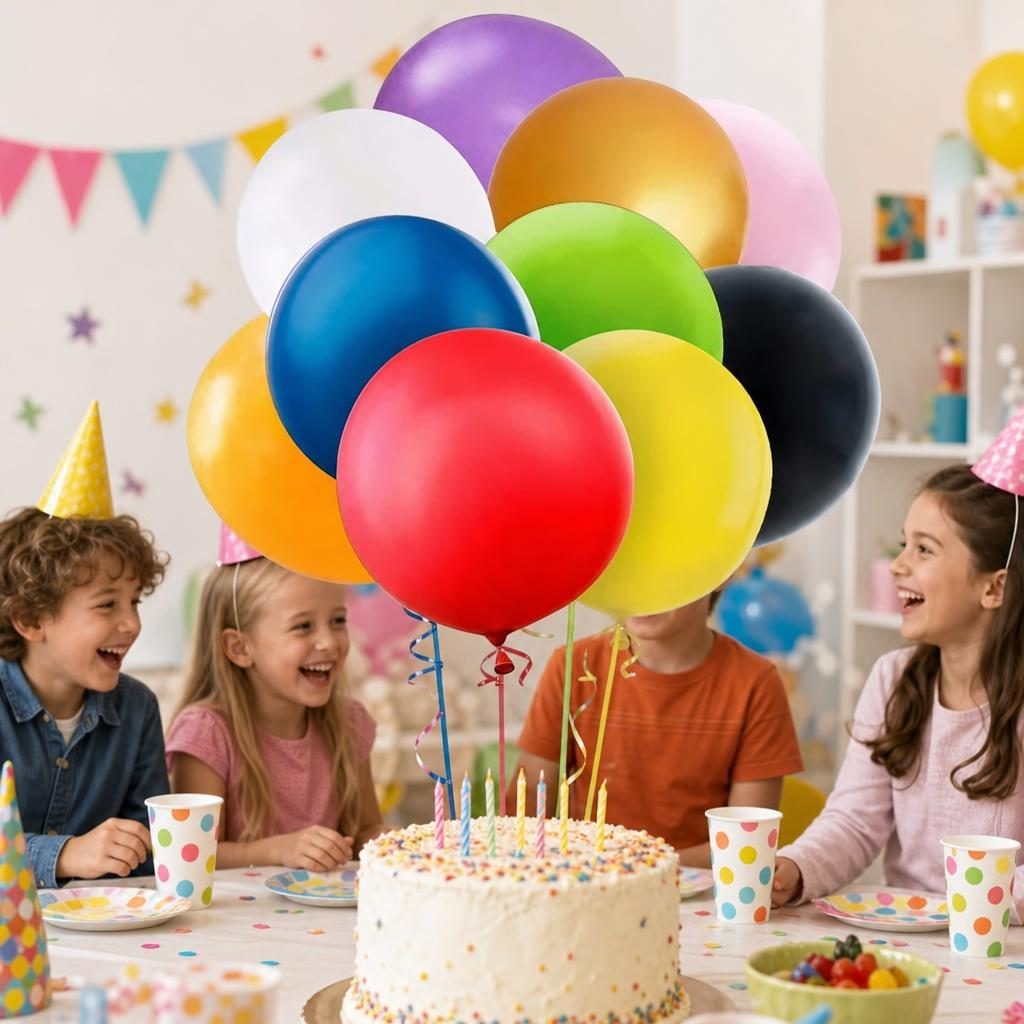 Set 6 Baloane din Latex, Model Party Jumbo, 45 cm, Multicolore