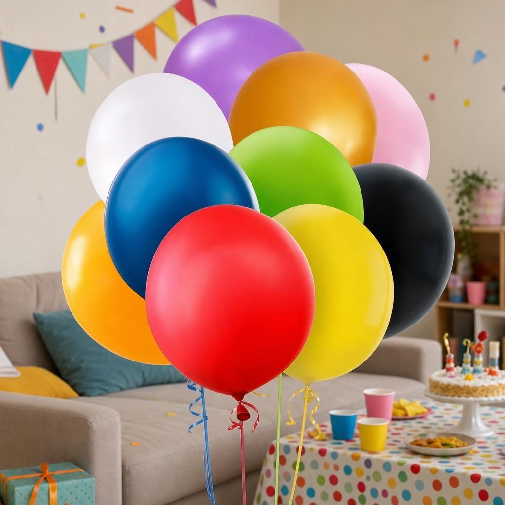 Set 6 Baloane din Latex, Model Party Jumbo, 45 cm, Multicolore