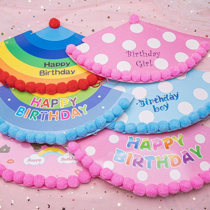 Set 6 Coifuri Birthday Boy, pentru Petrecere, Tematica Aniversare, Model cu Buline, Albastru