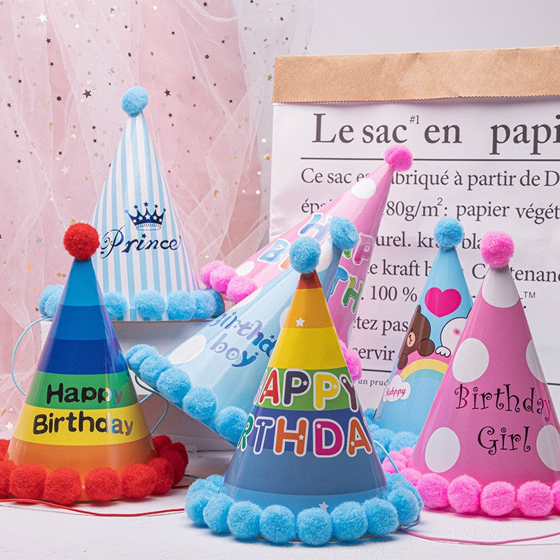 Set 6 Coifuri Birthday Boy, pentru Petrecere, Tematica Aniversare, Model cu Buline, Albastru