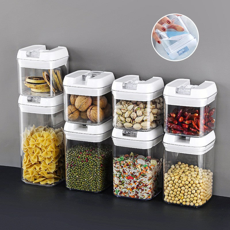 Set 6 Recipiente din Plastic, pentru Alimente/Obiecte, Inchidere Ermetica, 2 x 0.5l, 2 x 0.8l, 2 x 1.2l, Capac Alb, Transparent